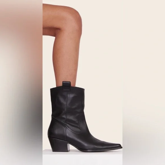 STAUD JUNE BOOTS BLACK LEATHER SIZE 39 🖤 - Picture 3 of 12